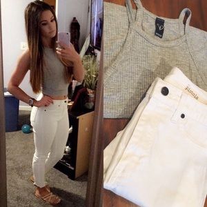 Windsor Gray Tank (S) + White Skinny Jeans (5/6)💕